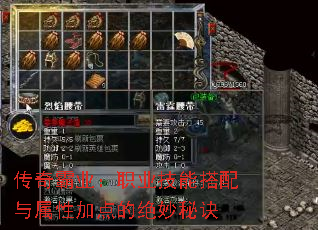 传奇霸业:职业技能搭配与属性加点的绝妙秘诀 传奇霸业:职业技能搭配与属性加点的绝妙秘诀